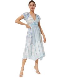 LoveShackFancy - Abito midi patchwork con scollo profondo - Lyst