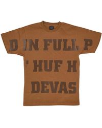 Huf - Tops ,Bruin ,Katoen Grote Rubberen Crew Neck T-Shirt - Lyst