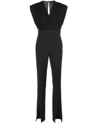 Pinko - Jumpsuits & Playsuits ,Zwart ,Polyester Mouwmloze Jumpsuit Met Hoge Taille - Lyst