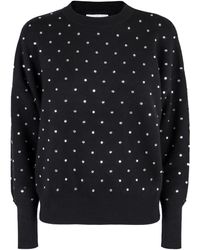 Rabanne - Truien & Vesten ,Zwart ,Wol Crystal Detail Wollen Trui - Lyst