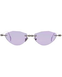 Kuboraum - Accessoires ,Grijs ,Rimless Gunmetal Zonnebril Met Lila Lens - Lyst