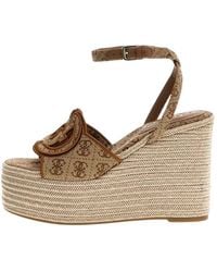Guess - High heel sandalen mit kordel plateau - Lyst