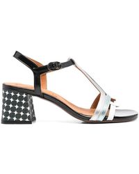 Chie Mihara - Silberfarbene blockabsatz knöchelriemen schuhe - Lyst