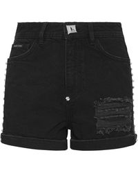 Philipp Plein - Korte Broeken ,Zwart ,Katoen Hot Pants Stones - Lyst
