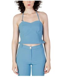 Rinascimento - Tops ,Blauw ,Polyester Sweetheart Mouwloze Top - Lyst