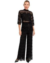 Twinset - Broeken ,Zwart ,Katoen Macramé Lace Wide Leg Broeken - Lyst