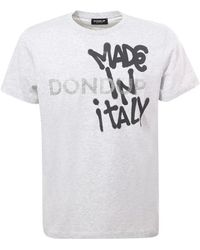 Dondup - Graues t-shirt mit rundhalsausschnitt und kontrastlogo - Lyst