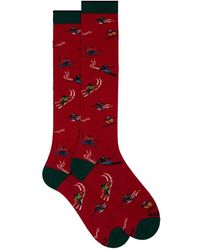Gallo - Rote baumwoll-ski-motiv-langsocken - Lyst