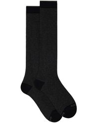 Gallo - Lange Graue Baumwollsocken Für Damen Mit Zweifarbigen Streifen - Lyst