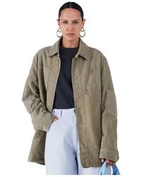 Objects IV Life - Jassen ,Groen ,Polyester Moleskin Shirt Jacket - Lyst