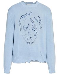 McQueen - Truien & Vesten ,Blauw ,Katoen Katoenen Trui - Lyst