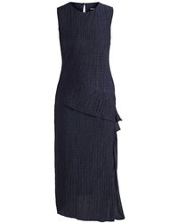HUGO - Kleedjes ,Blauw ,Polyester Elegante Mouwloze Lange Jurk - Lyst