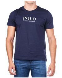 Ralph Lauren - Großes logo baumwoll t-shirt - blau - Lyst