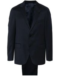 Lardini - Kostuums ,Blauw ,Wol Blauw Wollen Blend Pak Jas - Lyst