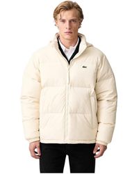 Lacoste - Jassen ,Polyester Waterafstotend Jack Met Capuchon En Donsvulling - Lyst