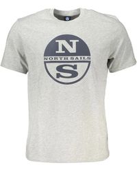 North Sails - Tops ,Grijs ,Katoen Print Logo Katoenen T-Shirt - Lyst