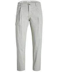Jack & Jones - Broeken ,Grijs ,Katoen Wijde Pijp Katoenen Chino Broek - Lyst