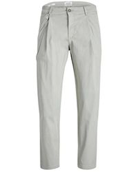 Jack & Jones - Broeken ,Grijs ,Katoen Wijde Pijp Katoenen Chino Broek - Lyst
