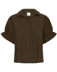 Ichi - Feminine Bluse Mit Puffärmeln - Lyst