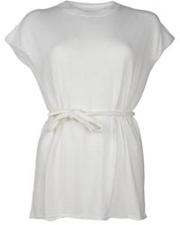 Alpha Studio - Kimono Mouwloze Katoenen Jurk Met Taille Koord - Lyst