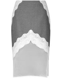 Jil Sander - Rokken ,Grijs ,Wol Knie-Lange Wollen Canvas Rok - Lyst