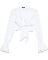 Balmain - V-Hals Top Met Uitlopende Manchetten - Lyst