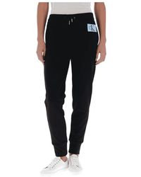 Calvin Klein - Broeken ,Zwart ,Denim Sportieve Zwarte Denim Joggingbroek - Lyst