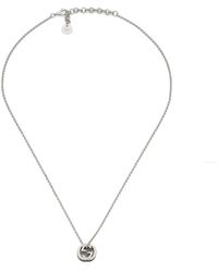 Gucci - Accessoires ,Grijs ,Interlocking Kristal Hanger Ketting - Lyst