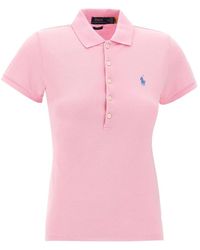 Ralph Lauren - Rosa polo shirt mit besticktem logo - Lyst