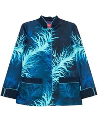 F.R.S For Restless Sleepers - Jassen ,Blauw ,Leaf Print Mandarin Collar Jacket - Lyst
