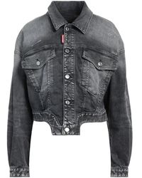 DSquared² - Jassen ,Zwart ,Denim Rose Wash Denim Jas - Lyst