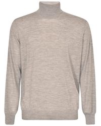 Brunello Cucinelli - Lusso maglione in lana roll-neck grigio chiaro - Lyst
