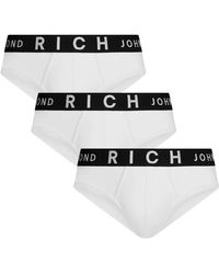 John Richmond - Ondergoed ,Wit ,Katoen Tripack Low-Rise Katoenen Rib Onderbroeken - Lyst