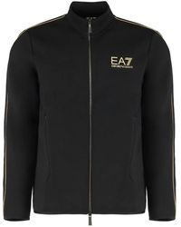 EA7 - Hoodies & Sweatvesten ,Zwart ,Polyester Label Sweatshirt Van Viscosemix - Lyst