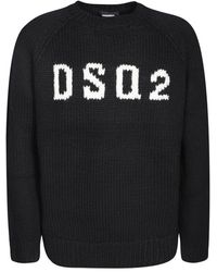 DSquared² - Schwarzer intarsia-logo-pullover aus wolle - Lyst
