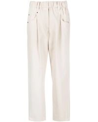 Brunello Cucinelli - Bruine Straight Leg Broek Met Kettingdetail - Lyst