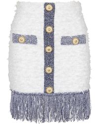 Balmain - Glitterende Rok Van Tweed Met Franjes - Lyst