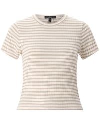 Rag & Bone - Tops ,Bruin ,Katoen Slub Gestreept T-Shirt - Lyst