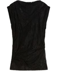 Sportmax - Tops ,Zwart ,Polyester Sleeveless Lace Top - Lyst