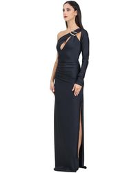Amen - Zwarte One-Shoulder Lange Jurk Met Cut-Out Detail - Lyst