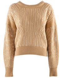 Nenette - Truien & Vesten ,Bruin ,Wol Paillet Wol Trui Kameel - Lyst