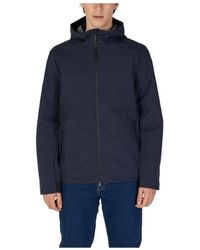 Suns - Jassen ,Blauw ,Polyester Blauwe Polyesterjas Voor Mannen - Lyst