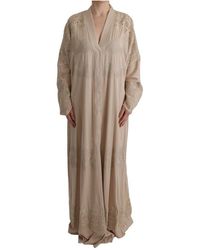 Dolce & Gabbana Floral Applique Lace Kaftan Dress - Naturel