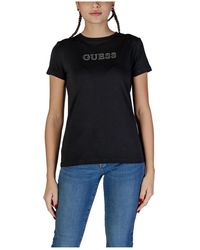 Guess - Rhinestone logo tee short sleeve - Lyst