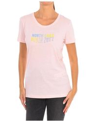 North Sails - Tops ,Roze ,Katoen T-Shirt Met Korte Mouwen En Geribbelde Hals - Lyst