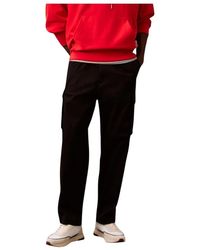 Calvin Klein - Broeken ,Zwart ,Katoen Zip En Knoop Katoenmix Broek - Lyst