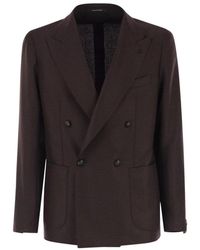 Tagliatore - Double-Breasted Wool Blend Blazer - Lyst