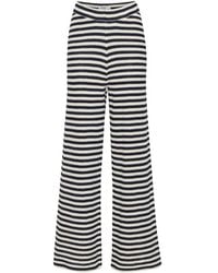 Ichi - Broeken ,Zwart ,Gestreepte Straight Leg Broek Total Eclipse - Lyst