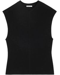 Ami Paris - Tops ,Zwart ,Jersey Mouwloze Fitted Top - Lyst