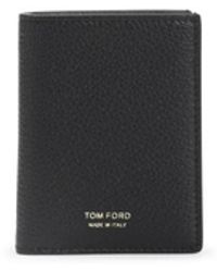 Tom Ford - Accessoires ,Zwart ,Leer T Line Vouwbare Kaarthouder - Lyst